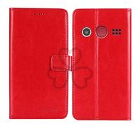 TienJueShi Rouge Flip Retro Support à Rabat Cuir TPU Silicone Housse Coque pour Doro 1381 2.4 inch Étui Cas Couverture Protecteur Case Portefeuille Cover