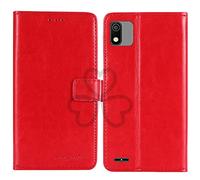 TienJueShi Rouge Flip Retro Support à Rabat Cuir TPU Silicone Housse Coque pour SFR Altice S34 5.45 inch Étui Cas Couverture Protecteur Case Portefeuille Cover
