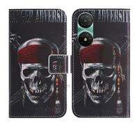 TienJueShi Skull Support à Rabat Coque Étui Couverture Protecteur Housse Case Portefeuille Cover Cas Cuir alcatel 3 (2025) 6.52 inch