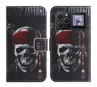 TienJueShi Skull Support à Rabat Coque Étui Couverture Protecteur Housse Case Portefeuille Cover Cas Cuir DOOGEE M30 Pro 6.88 inch