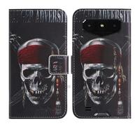 TienJueShi Skull Support à Rabat Coque Étui Couverture Protecteur Housse Case Portefeuille Cover Cas Cuir Oukitel G3 6 inch