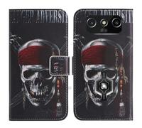 TienJueShi Skull Support à Rabat Coque Étui Couverture Protecteur Housse Case Portefeuille Cover Cas Cuir Blackview Rock 1 Pro 6.56 inch