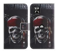 TienJueShi Skull Support à Rabat Coque Étui Couverture Protecteur Housse Case Portefeuille Cover Cas Cuir Crosscall Core M6 5.99 inch
