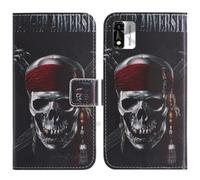 TienJueShi Skull Support à Rabat Coque Étui Couverture Protecteur Housse Case Portefeuille Cover Cas Cuir Konrow STAR55 Plus 5.5inch