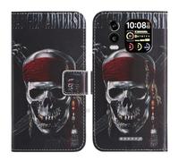 TienJueShi Skull Support à Rabat Coque Étui Couverture Protecteur Housse Case Portefeuille Cover Cas Cuir Blackview Xplore 1 Pro 6.78 inch