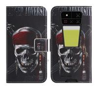TienJueShi Skull Support à Rabat Coque Étui Couverture Protecteur Housse Case Portefeuille Cover Cas Cuir Unihertz TANK4 Pro 6.73 inch
