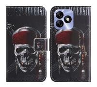TienJueShi Skull Support à Rabat Coque Étui Couverture Protecteur Housse Case Portefeuille Cover Cas Cuir Wiko T40 6.56 inch