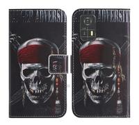 TienJueShi Skull Support à Rabat Coque Étui Couverture Protecteur Housse Case Portefeuille Cover Cas Cuir AGM H Max 6.56 inch