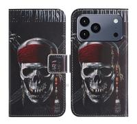 TienJueShi Skull Support à Rabat Coque Étui Couverture Protecteur Housse Case Portefeuille Cover Cas Cuir HOTWAV Note 17 Max 6.9 inch