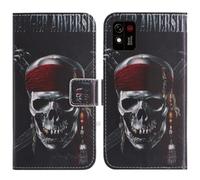 TienJueShi Skull Support à Rabat Coque Étui Couverture Protecteur Housse Case Portefeuille Cover Cas Cuir Konrow Touch 55 5.5 inch