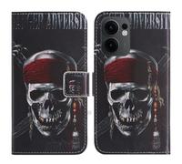 TienJueShi Skull Support à Rabat Coque Étui Couverture Protecteur Housse Case Portefeuille Cover Cas Cuir Oppo Reno13 F 5G