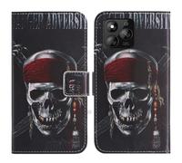 TienJueShi Skull Support à Rabat Coque Étui Couverture Protecteur Housse Case Portefeuille Cover Cas Cuir Energizer E288s 2.8 inch
