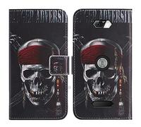 TienJueShi Skull Support à Rabat Coque Étui Couverture Protecteur Housse pour Crosscall Core Z5 6.08 inch Case Portefeuille Cover Cas Cuir