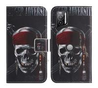 TienJueShi Skull Support à Rabat Coque Étui Couverture Protecteur Housse pour Crosscall Stellar x5 6.49 inch Case Portefeuille Cover Cas Cuir