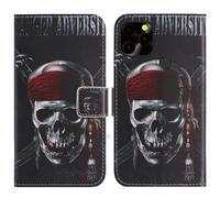 TienJueShi Skull Support à Rabat Coque Étui Couverture Protecteur Housse pour Logicom Solar Pro 6.5 inch Case Portefeuille Cover Cas Cuir