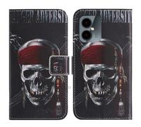 TienJueShi Skull Support à Rabat Coque Étui Couverture Protecteur Housse pour SPC Discovery 2 SE 6.5 inch Case Portefeuille Cover Cas Cuir