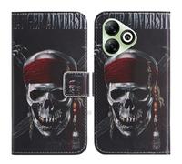 TienJueShi Skull Support à Rabat Coque Étui TPU Silicone Couverture Protecteur Housse Case Portefeuille Cover Cuir pour Infinix Smart 10 HD X6525D 6.6 inch