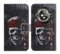 TienJueShi Skull Support à Rabat Coque Étui TPU Silicone Couverture Protecteur Housse Case Portefeuille Cover Cuir PourBlackview Bl9000 Pro 5G 6.78 inch