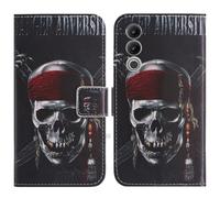 TienJueShi Skull Support à Rabat Coque Étui TPU Silicone Couverture Protecteur Housse Case Portefeuille Cover Cuir pour Doogee Blade 20 6.6 inch