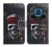 TienJueShi Skull Support à Rabat Coque Étui TPU Silicone Couverture Protecteur Housse Case Portefeuille Cover Cuir pour DOOGEE Blade 20 Play 6.6 inch