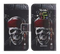 TienJueShi Skull Support à Rabat Coque Étui TPU Silicone Couverture Protecteur Housse Case Portefeuille Cover Cuir pour Blackview Oscal Tank 1 6.78 inch