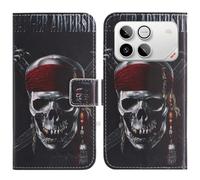 TienJueShi Skull Support à Rabat Coque Étui TPU Silicone Couverture Protecteur Housse Case Portefeuille Cover Cuir pour Honor Win 6.83 inch
