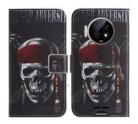 TienJueShi Skull Support à Rabat Coque Étui TPU Silicone Couverture Protecteur Housse Case Portefeuille Cover Cuir pour Energizer Hard Case P28K 6.78 inch
