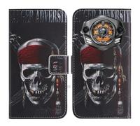 TienJueShi Skull Support à Rabat Coque Étui TPU Silicone Couverture Protecteur Housse Case Portefeuille Cover Cuir pour Doogee S Punk Pro 6.58 inch
