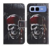 TienJueShi Skull Support à Rabat Coque Étui TPU Silicone Couverture Protecteur Housse Case Portefeuille Cover Cuir pour Infinix Smart 10 Plus X6725B 6.67 inch