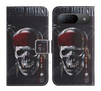 TienJueShi Skull Support à Rabat Coque Étui TPU Silicone Couverture Protecteur Housse Case Portefeuille Cover Cuir pour DOOGEE Fire 5 Pro 6.6 inch
