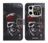 TienJueShi Skull Support à Rabat Coque Étui TPU Silicone Couverture Protecteur Housse Case Portefeuille Cover Cuir pour Blackview XPLORE 1 Walkie Talkie 6.78 inch