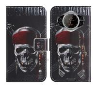 TienJueShi Skull Support à Rabat Coque Étui TPU Silicone Couverture Protecteur Housse Case Portefeuille Cover Cuir pour doogee S200 X 6.79 inch