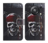 TienJueShi Skull Support à Rabat Coque Étui TPU Silicone Couverture Protecteur Housse Case Portefeuille Cover Cuir pour Oukitel C60 6.88 inch