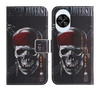 TienJueShi Skull Support à Rabat Coque Étui TPU Silicone Couverture Protecteur Housse Case Portefeuille Cover Cuir pour Huawei Nova 15 6.7 inch