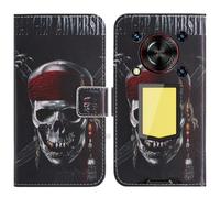 TienJueShi Skull Support à Rabat Coque Étui TPU Silicone Couverture Protecteur Housse Case Portefeuille Cover Cuir pour Oukitel WP56 5G 6.8 inch