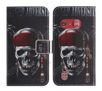 TienJueShi Skull Support à Rabat Coque Étui TPU Silicone Couverture Protecteur Housse Case Portefeuille Cover Cuir pour Doro 1880 2.4 inch
