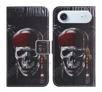 TienJueShi Skull Support à Rabat Coque Étui TPU Silicone Couverture Protecteur Housse Case Portefeuille Cover Cuir pour Apple iPhone Air 6.5 inch