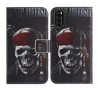 TienJueShi Skull Support à Rabat Coque Étui TPU Silicone Couverture Protecteur Housse pour Blackview a70 Pro 6.517 inch Case Portefeuille Cover Cuir