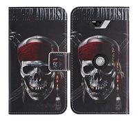 TienJueShi Skull Support à Rabat Coque Étui TPU Silicone Couverture Protecteur Housse pour Crosscall Core-X4 5 inch Case Portefeuille Cover Cas Cuir