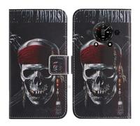 TienJueShi Skull Support à Rabat Coque Étui TPU Silicone Couverture Protecteur Housse pour Doogee S110 6.58 inch Case Portefeuille Cover Cuir
