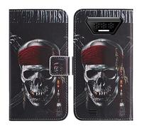 TienJueShi Skull Support à Rabat Coque Étui TPU Silicone Couverture Protecteur Housse pour Doogee S41 Max 5.5 inch Case Portefeuille Cover Cuir