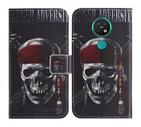 TienJueShi Skull Support à Rabat Coque Étui TPU Silicone Couverture Protecteur Housse pour Nokia 7.2 6.3 inch Case Portefeuille Cover Cuir