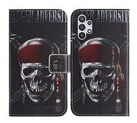TienJueShi Skull Support à Rabat Coque Étui TPU Silicone Couverture Protecteur Housse pour Samsung Galaxy A53 5G 6.46 inch Case Portefeuille Cover Cuir