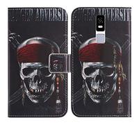 TienJueShi Skull Support à Rabat Cuir Housse Coque Étui Cas Couverture Protecteur Case Magnétique Cover pour SFR Altice S61 5.45 inch