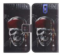 TienJueShi Skull Support à Rabat Magnétique Coque TPU Silicone Étui Couverture Protecteur Téléphone Housse pour Doogee bl7000 5.5 inch Case Cover Cas Cuir