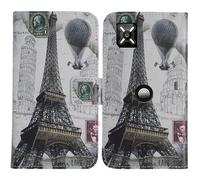 TienJueShi Tour Eiffel Support à Rabat Coque Étui Couverture Protecteur Housse Case Portefeuille Cover Cas Cuir Crosscall Core M6 5.99 inch