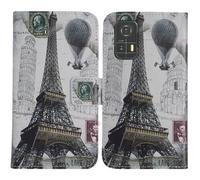 TienJueShi Tour Eiffel Support à Rabat Coque Étui Couverture Protecteur Housse Case Portefeuille Cover Cas Cuir AGM H Max 6.56 inch