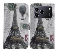 TienJueShi Tour Eiffel Support à Rabat Coque Étui Couverture Protecteur Housse Case Portefeuille Cover Cas Cuir ZTE Blade A76 4G 6.75 inch