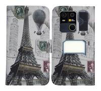 TienJueShi Tour Eiffel Support à Rabat Coque Étui Couverture Protecteur Housse Case Portefeuille Cover Cas Cuir AGM G3 Pro 6.72 inch