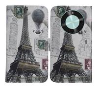 TienJueShi Tour Eiffel Support à Rabat Coque Étui TPU Silicone Couverture Protecteur Housse Case Portefeuille Cover Cuir pour Huawei Mate 80 Pro 6.75 inch